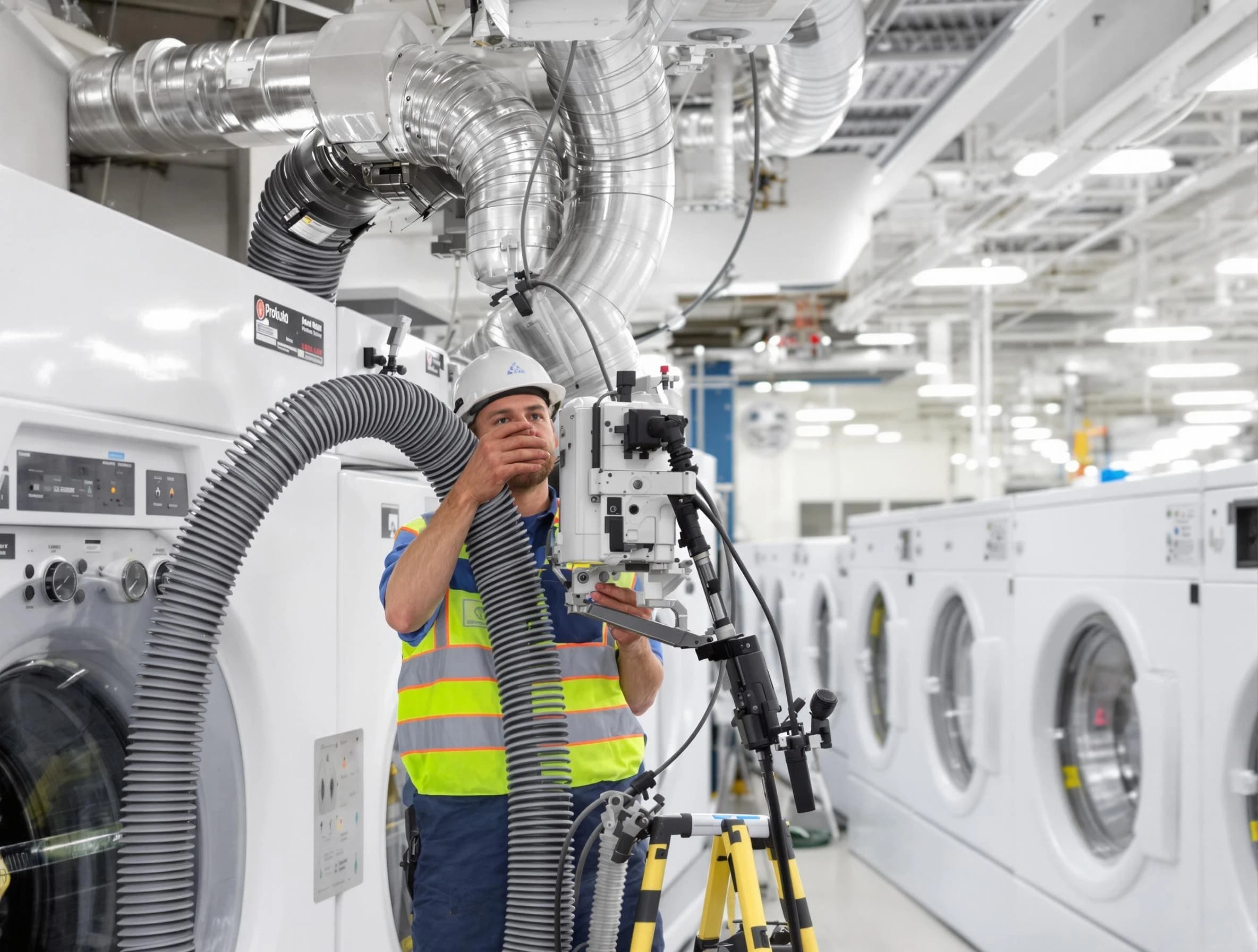 South Ogden Dryer Vent Cleaning team performing commercial-grade dryer vent cleaning at a business facility in South Ogden